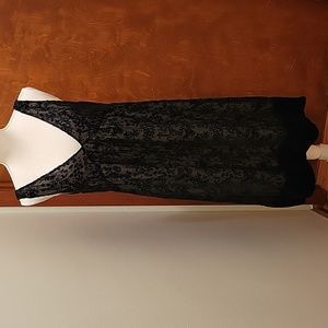 Howe 2 | Black Silk Blend Velvet V Neck Midi Length Dress